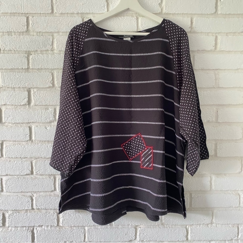 Moonlight Y&S Fashion Design Artsy Blouse Button Back Top Lagenlook Size Large